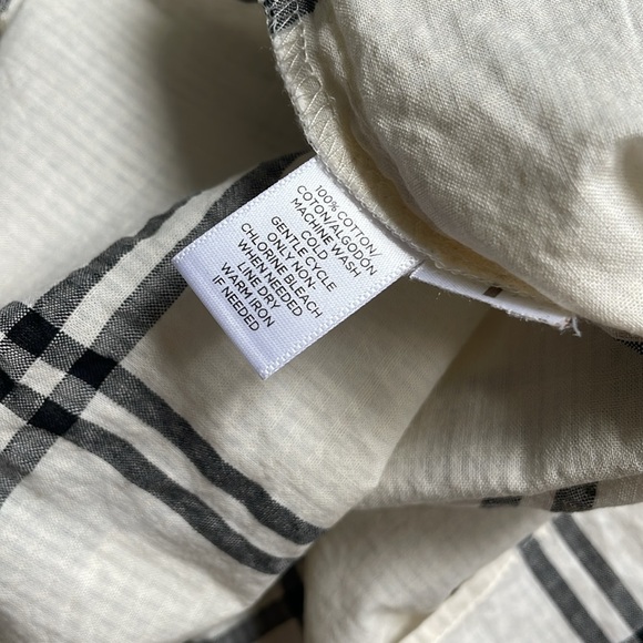 Loft Softened Cream & Black Plaid Long Sleeve Half button shirt - Picture 9 of 10